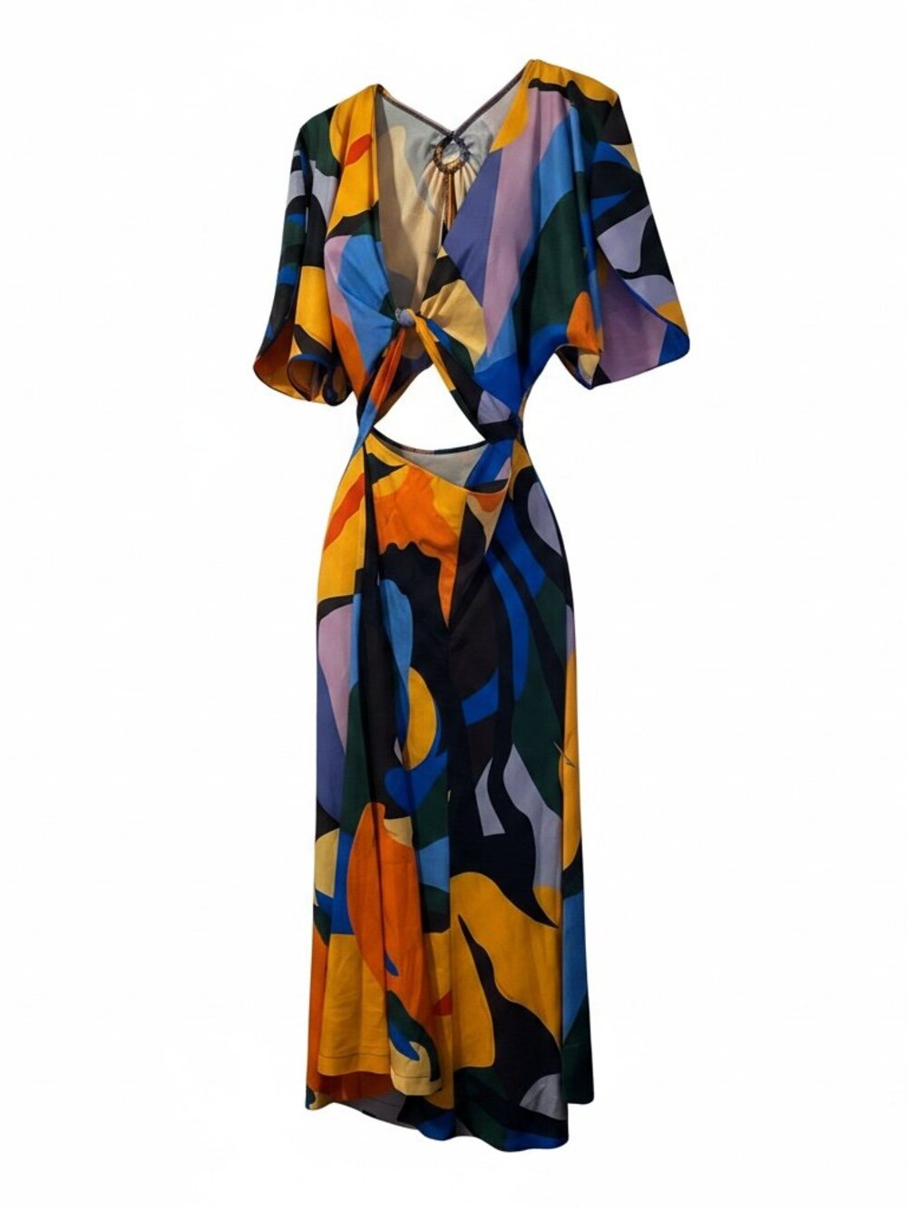 Colorful Cutout Midi Dress - Size M